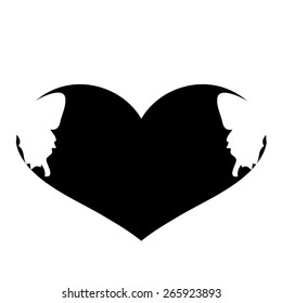 Vector illustration of hearts with butterflies on a white background.