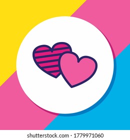 Ilustración vectorial de la línea coloreada del icono de corazones. El elemento de fiesta hermosa también se puede usar como elemento de icono de amor.