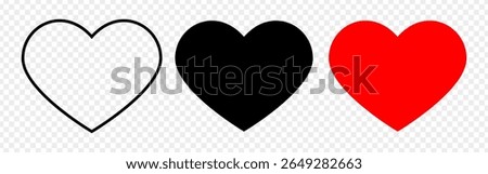 Vector illustration of Hearts icon set isolated on transparent background