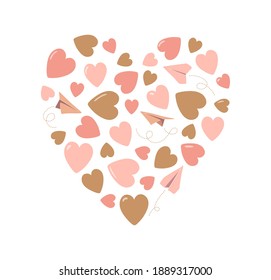 Vector Illustration of hearts isolated on white background. Valentine's day card