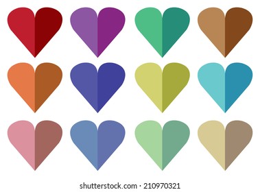 Vector illustration of hearts made from paper folding