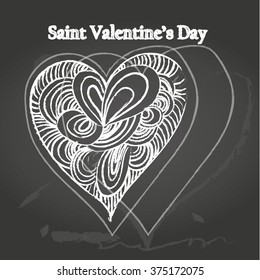 Vector illustration with hearts on chalkboard, template