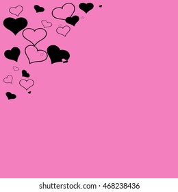 Vector illustration of hearts on pink background