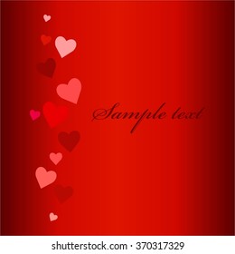 Vector illustration of Hearts on a red background. Text.
