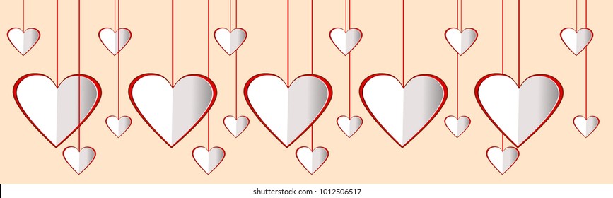 Vector illustration, Hearts on valentines day