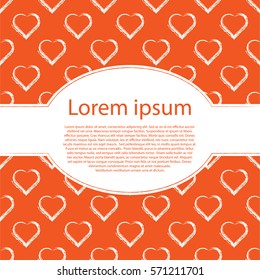 Vector illustration with hearts and oval frame for your text. Can be used for wedding invitation, card for Valentine's Day or card about love.