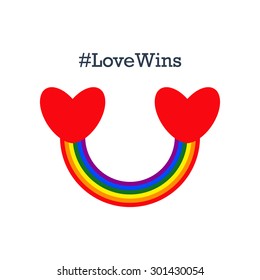 Vector Illustration Of Hearts With Rainbow, Lgbt Community Logo