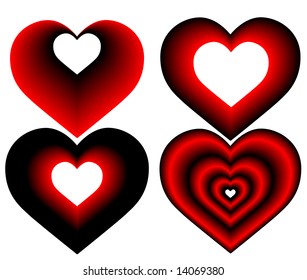 vector illustration -hearts red and black