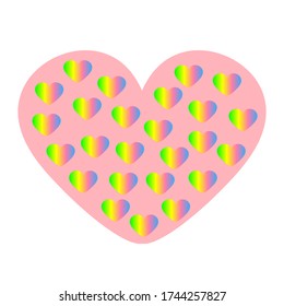 Vector illustration hearts with small multicolored hearts