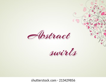 Vector illustration of Hearts and swirls on a light background 