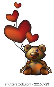 vector illustration of hearts with teddy bear