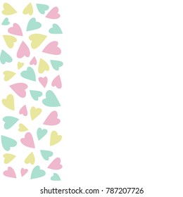 Vector illustration with hearts. Template for Valentine's day. Design for Valentine's day.  Love background heart shapes texture pattern for valentine day. Design card, romantic holiday. Copy Space