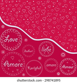 Vector illustration with hearts and text