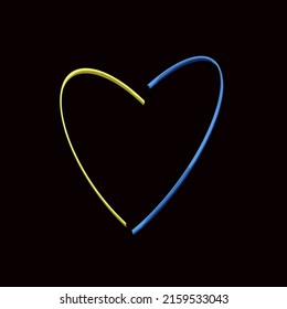 Vector illustration of hearts in Ukrainian colors.