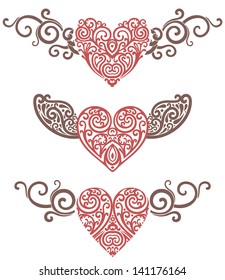 ilustración vectorial de corazones y alas