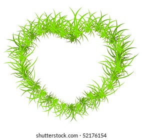 Vector illustration of heart-shaped frame from grass