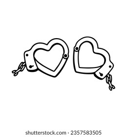 vector illustration of heart-shaped handcuffs