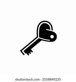 Vector illustration of a heart-shaped key icon. Representing the theme of love, security, romance, and symbolic relationships, designed in a minimalist and modern style.