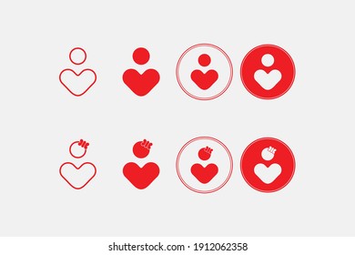Vector illustration of heart-shaped people icons for males and females. Great for your profile icon