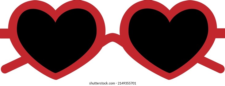 Ilustración vectorial de gafas de sol rojas en forma de corazón 