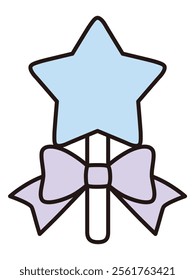 Vector illustration of a heart-shaped stick with a ribbon
