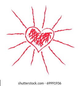 Vector illustration of heart-shaped sun