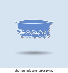 Vector illustration of  Heat a frying pan color background.
