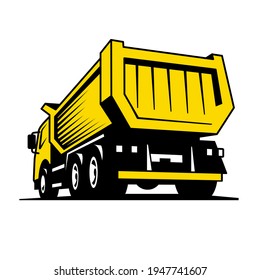 Vector illustration heavy machinery. Dump truck. Logo concept, icon.