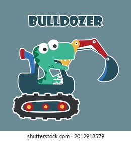 Vector illustration of heavy tool with cute dinosaurs, Can be used for t-shirt print, kids wear fashion design, fabric textile, nursery wallpaper and other decoration.