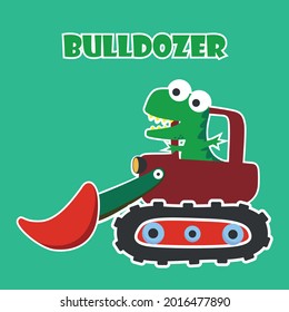 Vector illustration of heavy tool with cute dinosaurs, Can be used for t-shirt print, kids wear fashion design, fabric textile, nursery wallpaper and other decoration.