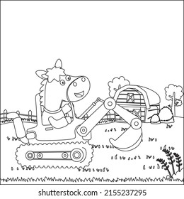 Vector illustration of heavy tool with cute animal Creative vector Childish design for kids activity colouring book or page.