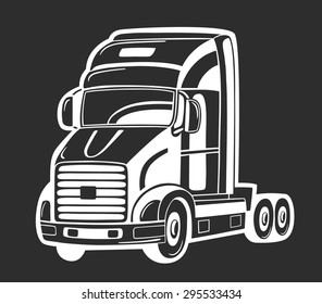 Vector illustration of heavy truck isolated on black.