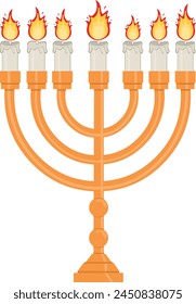 vector illustration hebrew candelabrum cartoon with the candles