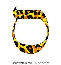 Vector illustration of the Hebrew letter called Samekh with animal print texture.