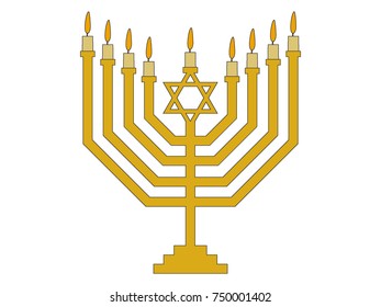 Vector illustration of Hebrew Menorah