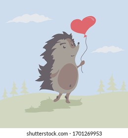 Vector illustration of a hedgehog with a balloon