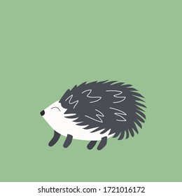 Vector illustration of a hedgehog. Cute drawn cartoon animal. Flat element for your design, perfect for postcards, stickers, posters, packaging, printing t-shirts or children's clothing.