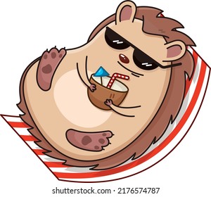 vector illustration of a hedgehog with glasses