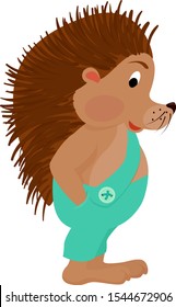 Vector illustration of hedgehog. Isolated on white. Cute cartoon character.