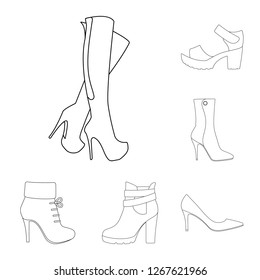 Vector illustration of heel and high icon. Collection of heel and stiletto vector icon for stock.