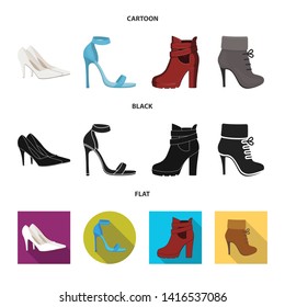 Vector illustration of heel and high icon. Collection of heel and stiletto stock symbol for web.