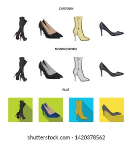 Vector illustration of heel and high icon. Set of heel and stiletto vector icon for stock.