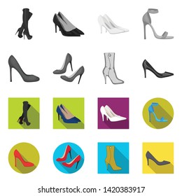 Vector illustration of heel and high icon. Set of heel and stiletto vector icon for stock.