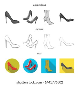 Vector illustration of heel and high icon. Collection of heel and stiletto stock vector illustration.