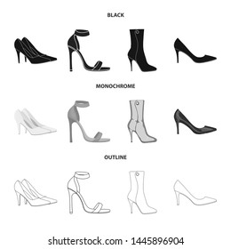 Vector illustration of heel and high icon. Set of heel and stiletto stock vector illustration.