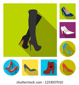 Vector illustration of heel and high logo. Collection of heel and stiletto stock symbol for web.