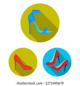 Vector illustration of heel and high sign. Set of heel and stiletto stock vector illustration.