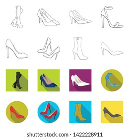 Vector illustration of heel and high sign. Set of heel and stiletto vector icon for stock.