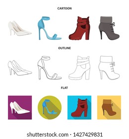 Vector illustration of heel and high sign. Collection of heel and stiletto stock symbol for web.