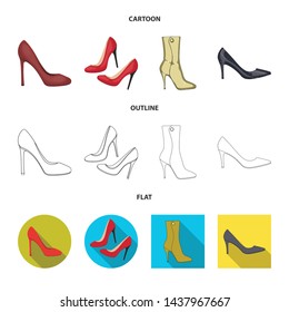 Vector illustration of heel and high sign. Set of heel and stiletto stock symbol for web.